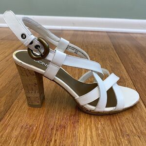 Connie Leather Open Toe Strappy Sandals Womens 8M White Jess Adjustable 3.5"